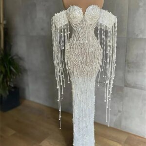 Luxurious Pearl Wedding Dress 2025 Elegant Off-shoulder Bridal Gown Formal Ball Gown For Saudi Arabia Dress Customized