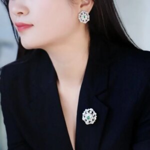 Flower Ring Earring Jewelry Sets For Women Fine Elegant 925Sterling Silver With Cubic Zirconia FemaleGift Romantic Wedding Party