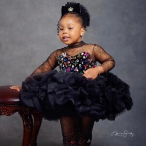 Crystal Black Girl Pageant Dress Flower Girls Dresses for Wedding Customized Kids Party Wear Baby Birthday Gowns for Photoshoot