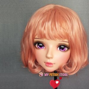 (Shi-01)Female Sweet Girl Resin Half Head Kigurumi BJD Eyes Crossdress Cosplay Japanese Anime Role Lolita Mask With Eyes And Wig