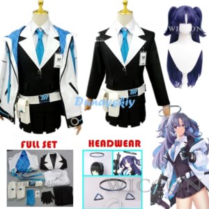 Anime Blue Archive Hayase Yuka Cosplay Costume for Women Black JK Uniform Belt with Waist Bag Socks Girl Halloween Daily Outfits
