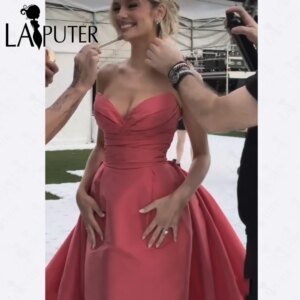 Luxury Coral Red Evening Dress 2in1 A line Woman Celebrity Formal Dress Off Shoulder Corset Elegant Prom Gown Long Trainling