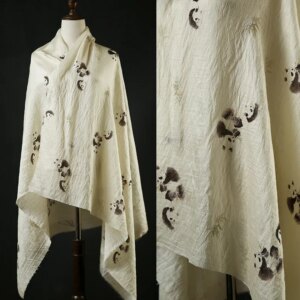 Apricot Bottom Panda Jacquard Digital Printing Fabric 1.5 M Width New Chinese Style Han Chinese Clothing Cheongsam Fabric