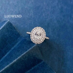 LUOWEND 100% 18K White Gold Rings Real Natural Diamond Ring or Pendant for Women Luxury Elegant Style High Wedding Jewelry