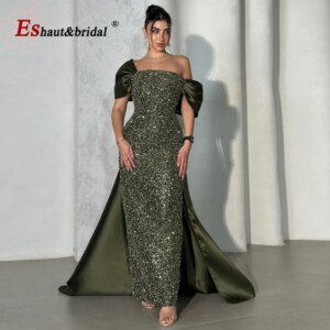 Elegant Dubai Arabic Beads Evening Dress for Women 2025 Luxury Mermaid Off the Shoulder Formal Prom Wedding Party Gown Customizd