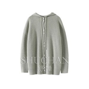 Casual Thickened Hooded Cashmere Cardigan Women’s Pure Cashmere Sweater Knitted Hoodie Winter Women