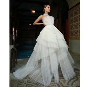 Fashion Prom Dresses White Elegant Strapless Tiered Pleat A-Line Gowns Sleeveless Sweep Train Evening Party Dresses 2025