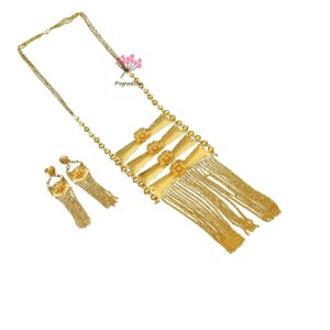 Popodion New Dubai 24K Gold Plated Bridal Wedding Jewelry Tassel Necklace Women’s Earrings Party Anniversary Gift YY10474