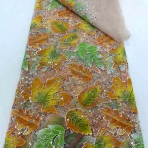 French 3D Flower Lace Fabric Africa Lace Fabric 5 Yards High Quality 2024 Sequins Lace Fabric For Wedding Evening Dress A694-1