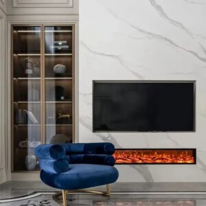 Modern Indoor Decor Electric Fireplace with Remote Control 7 Flame Colors Dimmable Intelligent Electric Fireplace without Base