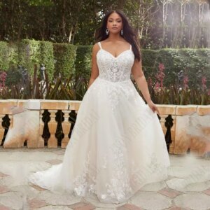 Spaghetti Straps Oversize Wedding Dresses with Soft Tulle Ivory Strapless A Line Plus Size Bridal Gowns for Women Vestido De New
