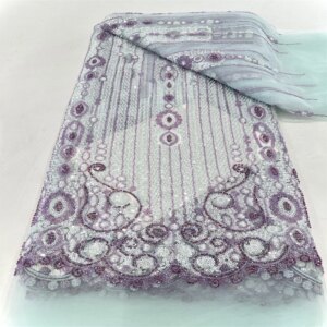 2024 New African Nigerian French High Quality 2024 Hot Sale Lace Fabric With Beads Sequins Bride Party Wedding Embroiderg Dress