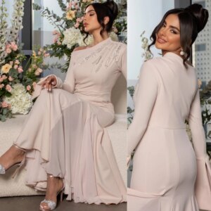Customized Evening Prom Satin Beading Graduation A-line One-shoulder Bespoke Occasion Gown Midi Es Saudi Arabia