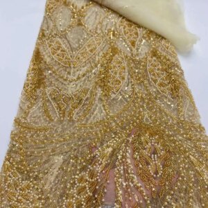 African Beads Groom Tulle lace Fabric 2024 High Quality Sequins Embroidery French Tulle Laces For Nigeiran Party Dress DP40HN