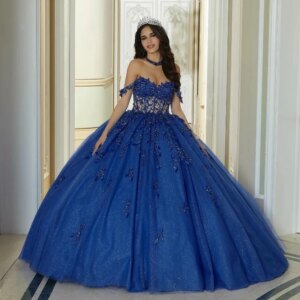 Navy Blue Ball Gown Quinceanera Dress 2025 Applique Lace Beads Tulle Princess Sweet 16 Vestido 15 De XV Años Brithday Party Gown
