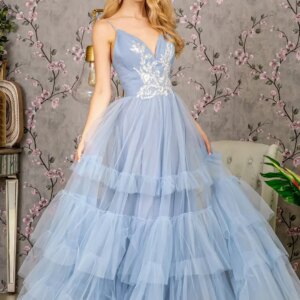 Beaded Sequin Sleeveless Dress with A-Line Tiered Ruffle Skirt Fully Lined Wedding Guest Debutante Ball Formal Evening Gown