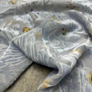 Chinese Style Silk Velvet Fabric Digital Printing New Burnt out Clothes Dress Skirt