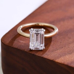 Provence Emerald cut Ring 14KGold IGI EF/VS Lab Grown Diamonds Ring Double Colour Wedding Engagement Band Personalized Custom