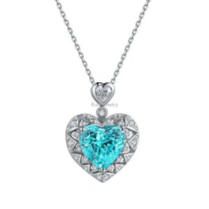 Ruif 925 Sterling Sliver 8.49ct Lab Grown Paraiba Necklace For Women r Bridal Wedding Jewelry Valentine’s Day Gift