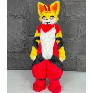 Long Fur Husky Dog Fox Mascot Costume Fursuit Halloween Suit Cosplay