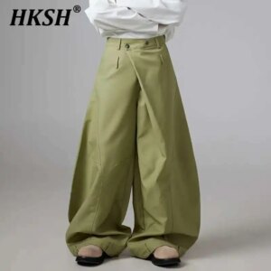 HKSH Spring New Men Tide Punk Original Design Versatile Casual Oversize Loose Wide Leg Floor Pants Streetwear Chic Fashon HK4461