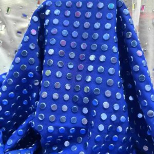 2025 High Quality Royal Blue 3D Stones French Tulle Lace Fabric With Stones African Nigerian Lace Fabric For Women Party Dress