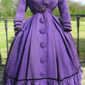 1866-1868s Victorian Purple Crinoline Mourning Dress Women Civil War Southern Belle Purple Dress Scarlett Mourning Dress Costume