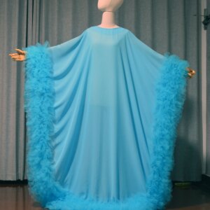 Sky blue chiffon skirt tulle pleated edge bat skirt custom size color Beauty Pageant, Fashion Stage, Classmate Party prom dress