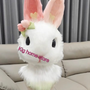 Furry Head Simulated Rabbit Head Hand-made Animal Head Cute Realistic Beast Costume Fursuit Headsets Cute Furry Cosplay Customiz