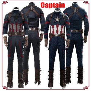 Male Captain Cosplay Fantasy Costume America Disguise Top Pants Belt For Boys Men Adult Halloween Carnival Party Roleplay Suit