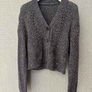 Paillete yarn v-neck high quality long sleeve cardigan