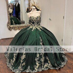 Green Quinceanera Dress Ball Gowns Off The Shoulder Appliques Birthday Dresses Prom Gown Vestidos De 15 Quinceañera Customized