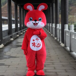 Fursuit Customized Rabbit Mascot Costume Cartoon The Year of The Rabbit Outfits Cosplay Walking Performance Doll Props