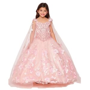 Pink Mini Quinceanera Dresses Mexican Ball Gown Floral Flower Girl Dresses For Weddings Pageant Dresses Kids Baby Customized