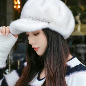 velvet Beret PEAKED CAP women’s casual vintage Artist hat octagon with warm ear