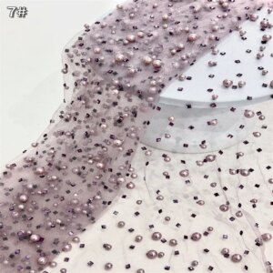 2025 High Quality New Arrival African Handmade Beaded Lace Fabric Nigerian Stones Lace Fabric Women Wedding Dress 5yards