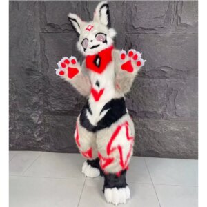 Husky Dog Fox Mascot Long Fur Costume Fursuit Halloween Suit Cosplay