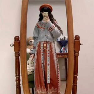 Christmas and New Year dress knitted tank-neck bloomers suit women’s