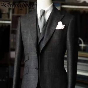 Black Spring Autumn Evening Party Men Suits Three Pieces Blazer Groom Wear ( Jacket + Vest + Pants )