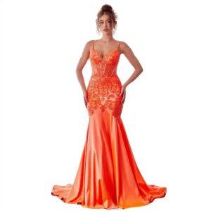 Mermaid Evening Dresses Women Spaghetti Straps Satin Maxi Gown Lace vestido de novia Illusion Corset Party Dress Customized