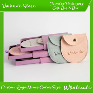 Custom Logo 9x9x2.5cm Cardboard Gift Box Microfiber Snap Pouch Bag Necklace Slide Drawer Case for Jewelry Packaging Earrings