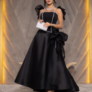 Customized Sparkle Exquisite Sequined Ruched Homecoming A-line Square Neck Bespoke Occasion Gown Long Dresses