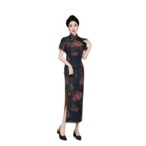Cheongsam new Chinese female sense of daily national style dress temperament long