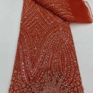Nigerian Exquisite Gorgeous Lace Fabric 2025 Luxury Lace Fabric African Sequins Beaded Tulle Fabric For 5yards Sewing Dresses