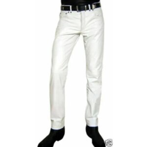 Cool Men’s Formal Authentic Lambskin Pure Leather Pant White Winter Wear Trouser