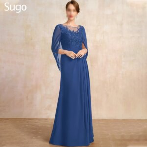 Customized Elegant Long Mother of the Bride Dresses Chiffon Boat-Neck Floor-Length A-Line Wedding Guest Party Groom Dress 2025