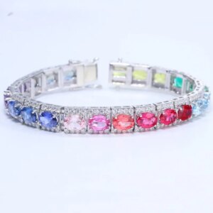 ZOCA 925 Sterling Silver Beautiful Lab Sapphire Colorful bracelet That The 12 Zodiac Znimals Can Wear
