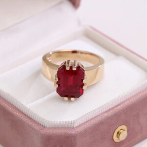 Provence Luxury solitaire Ring Emerald cut lab grown Gemstone 10K14K18KGold Ring Wedding Band cocktail ring Personalized Custom