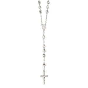 Sterling Silver Polished Rosary Necklace