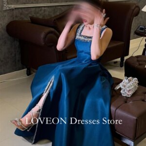 Square Neck Crystals Formal Evening Dresses Pleat Sleeveless فساتين سهرة Customized Elegant Prom Growns Party Women
